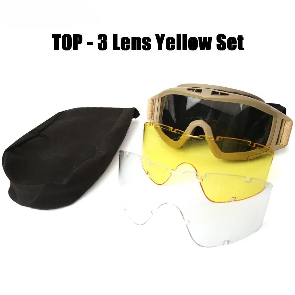 New Airsoft Tactical Goggles 3 Lens Windproof Dustproof Shooting Motocross Motorcycle Mountaineering Glasses CS Safe Protection - FitHealthHavenFitHealthHavenFitHealthHaven14:1933 Lens Khaki3 Lens KhakiNew Airsoft Tactical Goggles 3 Lens Windproof Dustproof Shooting Motocross Motorcycle Mountaineering Glasses CS Safe Protection
