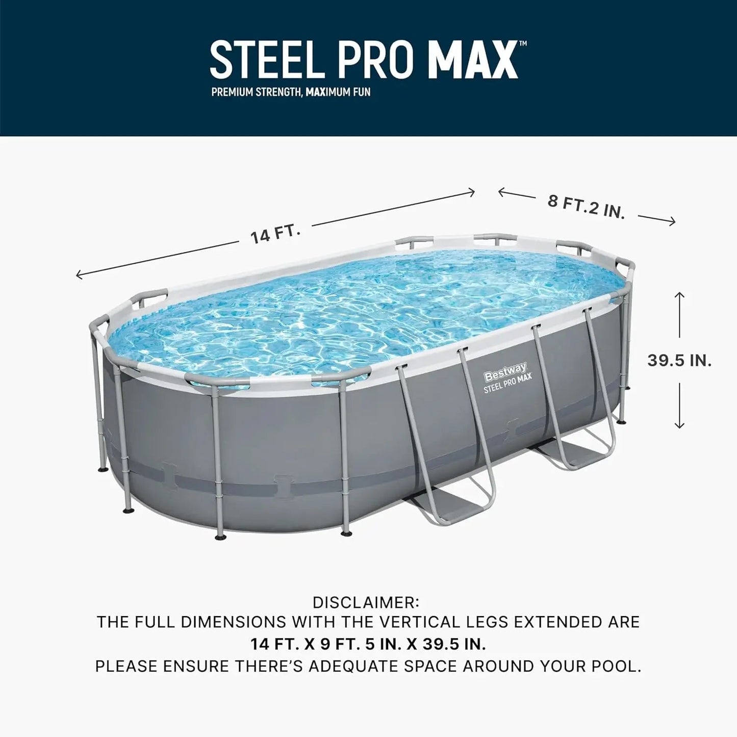 Oval Above Ground Swimming Pool Set 14x8ft Frame Filter Pump Ladder Puncture Resistant Liner Backyard Outdoor 39in Depth Custom - FitHealthHavenFitHealthHavenFitHealthHaven14:201637806Gray;200007763:201336106GrayUnited StatesOval Above Ground Swimming Pool Set 14x8ft Frame Filter Pump Ladder Puncture Resistant Liner Backyard Outdoor 39in Depth Custom
