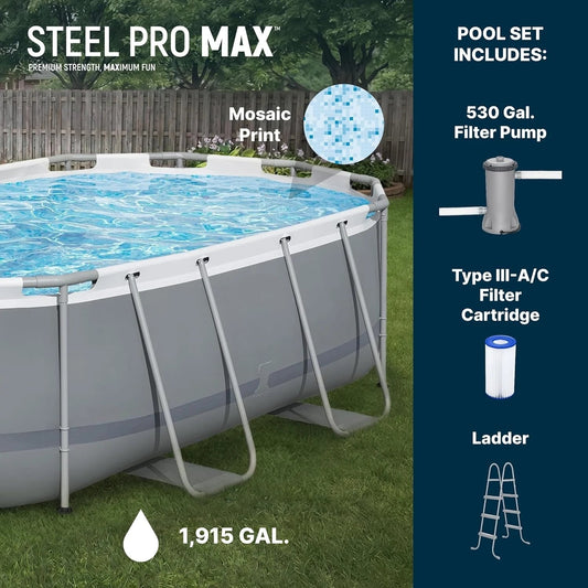 Oval Above Ground Swimming Pool Set 14x8ft Frame Filter Pump Ladder Puncture Resistant Liner Backyard Outdoor 39in Depth Custom - FitHealthHavenFitHealthHavenFitHealthHaven14:201637806Gray;200007763:201336106GrayUnited StatesOval Above Ground Swimming Pool Set 14x8ft Frame Filter Pump Ladder Puncture Resistant Liner Backyard Outdoor 39in Depth Custom