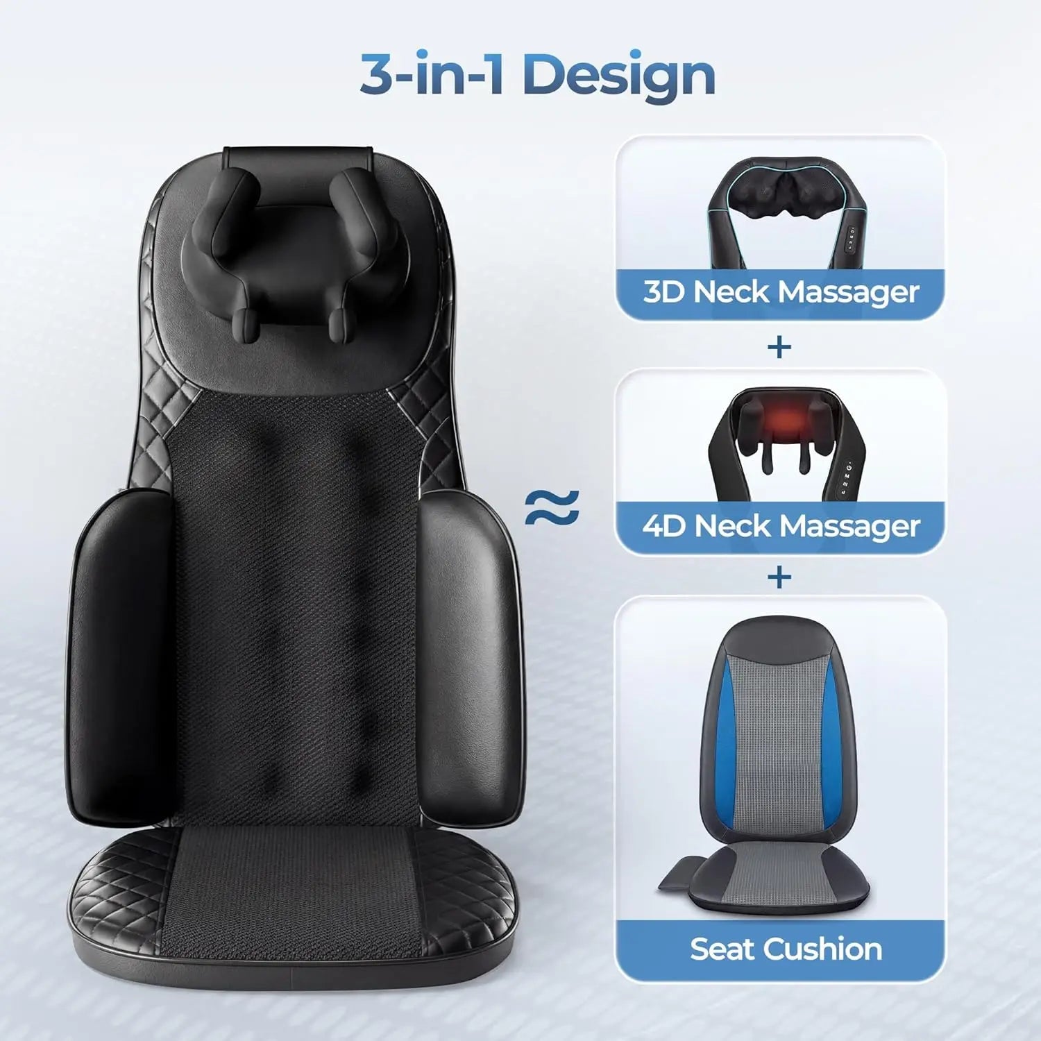 Portable Full Body Massage Chair Pad Shiatsu Kneading Seat with Heat And Compression for Neck Back Shoulder UL Adapter Included Shiatsu Neck Back Massager with Heat, Adjustable Massage Chair Pad Back Support Massage Seat Cush - FitHealthHavenFitHealthHavenFitHealthHaven14:-2;200007763:201336106;400079803:1983473477BlackUnited States100V-240V US PlugPortable Full Body Massage Chair Pad Shiatsu Kneading Seat with Heat And Compression for Neck Back Shoulder UL Adapter Included Shiatsu Neck Back Mas