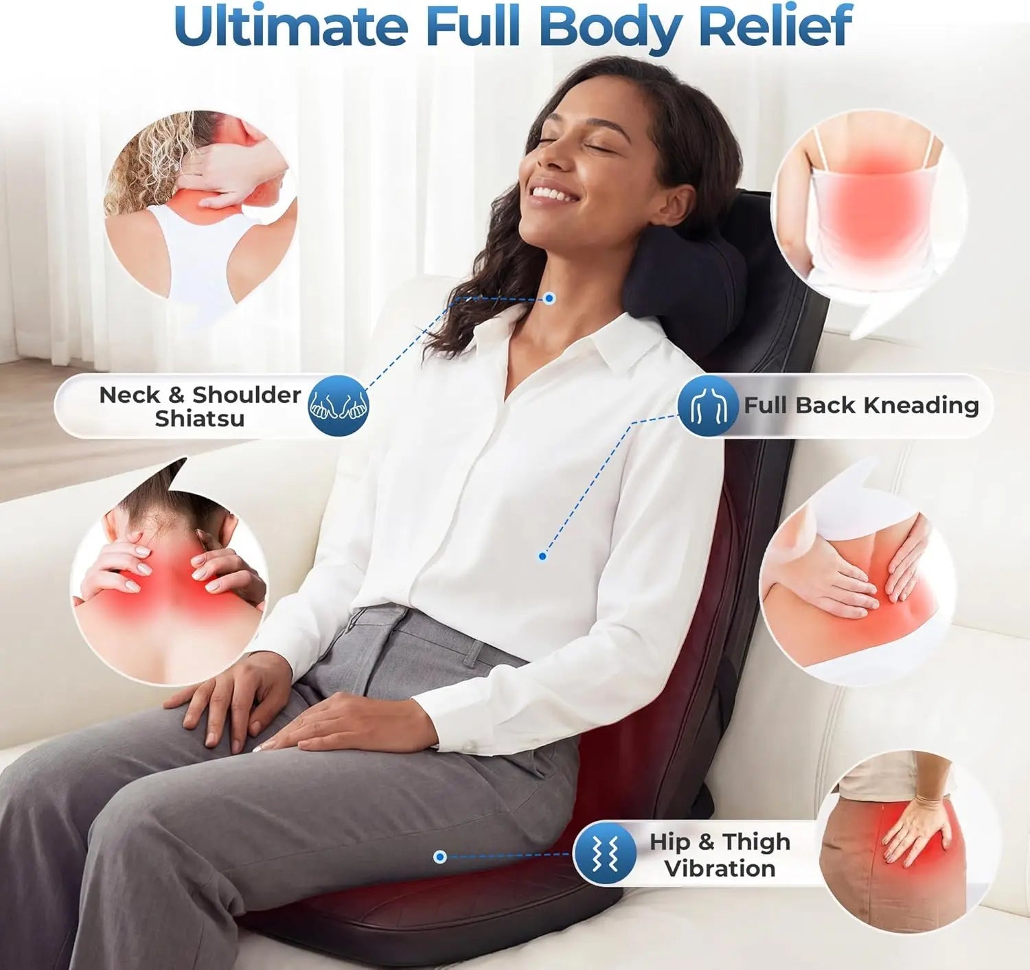 Portable Full Body Massage Chair Pad Shiatsu Kneading Seat with Heat And Compression for Neck Back Shoulder UL Adapter Included Shiatsu Neck Back Massager with Heat, Adjustable Massage Chair Pad Back Support Massage Seat Cush - FitHealthHavenFitHealthHavenFitHealthHaven14:-2;200007763:201336106;400079803:1983473477BlackUnited States100V-240V US PlugPortable Full Body Massage Chair Pad Shiatsu Kneading Seat with Heat And Compression for Neck Back Shoulder UL Adapter Included Shiatsu Neck Back Mas