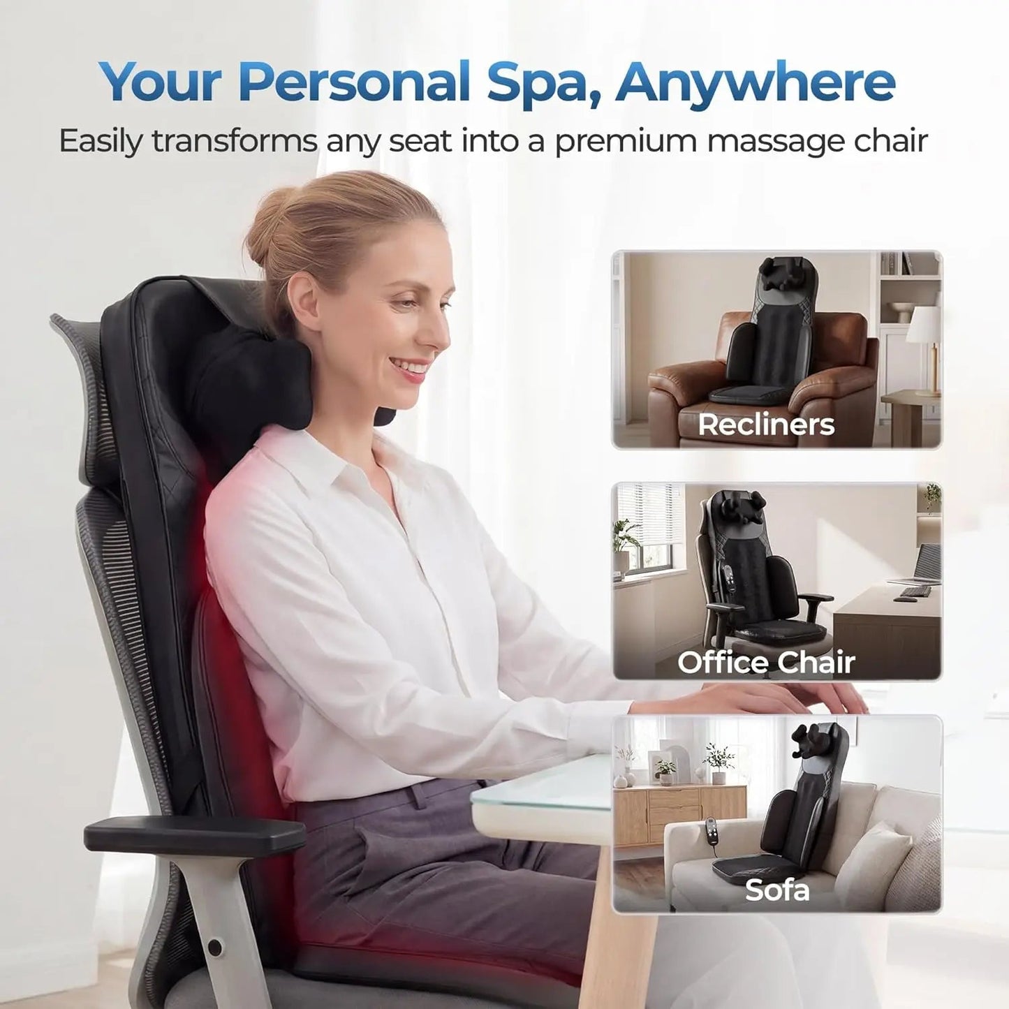 Portable Full Body Massage Chair Pad Shiatsu Kneading Seat with Heat And Compression for Neck Back Shoulder UL Adapter Included Shiatsu Neck Back Massager with Heat, Adjustable Massage Chair Pad Back Support Massage Seat Cush - FitHealthHavenFitHealthHavenFitHealthHaven14:-2;200007763:201336106;400079803:1983473477BlackUnited States100V-240V US PlugPortable Full Body Massage Chair Pad Shiatsu Kneading Seat with Heat And Compression for Neck Back Shoulder UL Adapter Included Shiatsu Neck Back Mas