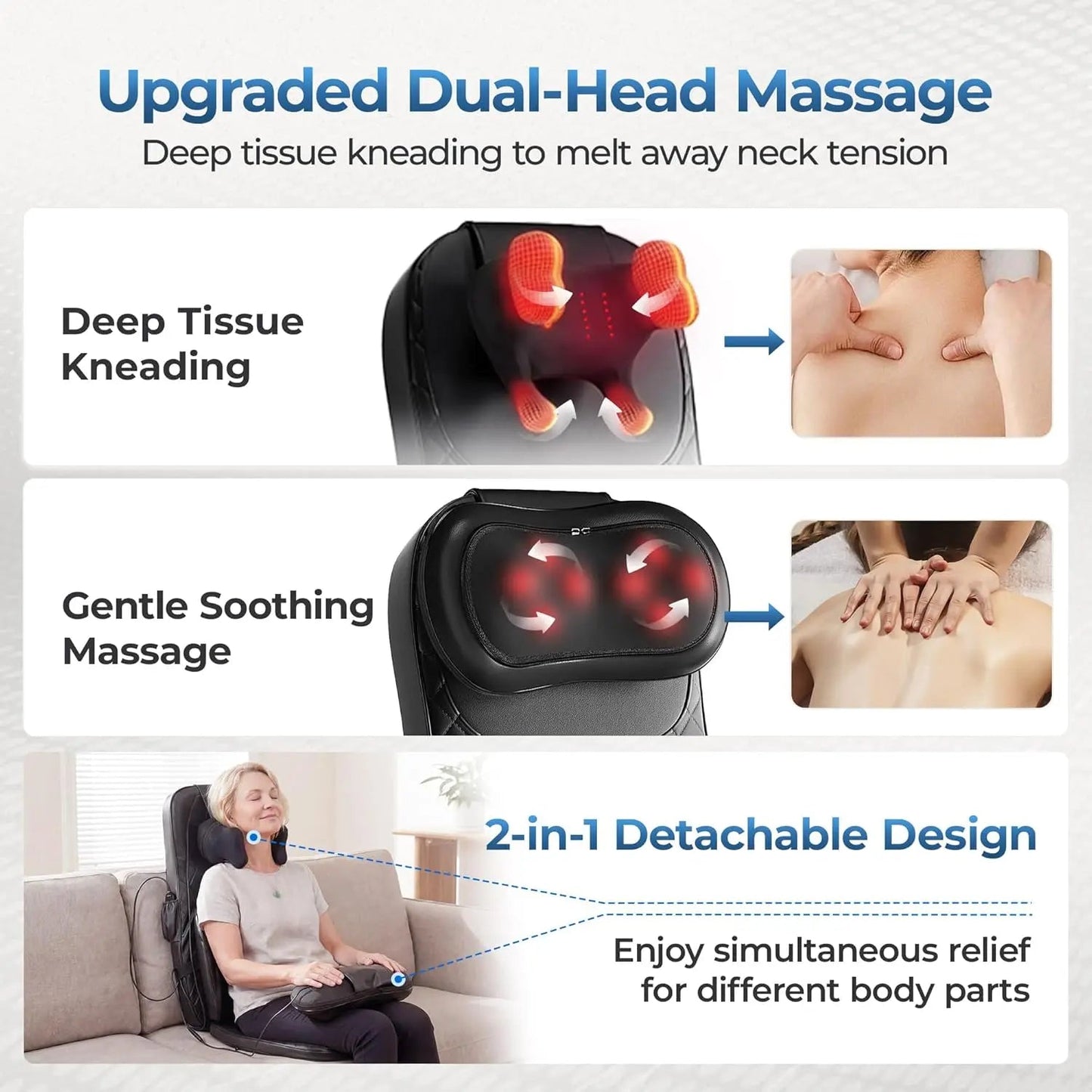 Portable Full Body Massage Chair Pad Shiatsu Kneading Seat with Heat And Compression for Neck Back Shoulder UL Adapter Included Shiatsu Neck Back Massager with Heat, Adjustable Massage Chair Pad Back Support Massage Seat Cush - FitHealthHavenFitHealthHavenFitHealthHaven14:-2;200007763:201336106;400079803:1983473477BlackUnited States100V-240V US PlugPortable Full Body Massage Chair Pad Shiatsu Kneading Seat with Heat And Compression for Neck Back Shoulder UL Adapter Included Shiatsu Neck Back Mas