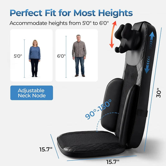 Portable Full Body Massage Chair Pad Shiatsu Kneading Seat with Heat And Compression for Neck Back Shoulder UL Adapter Included Shiatsu Neck Back Massager with Heat, Adjustable Massage Chair Pad Back Support Massage Seat Cush - FitHealthHavenFitHealthHavenFitHealthHaven14:-2;200007763:201336106;400079803:1983473477BlackUnited States100V-240V US PlugPortable Full Body Massage Chair Pad Shiatsu Kneading Seat with Heat And Compression for Neck Back Shoulder UL Adapter Included Shiatsu Neck Back Mas