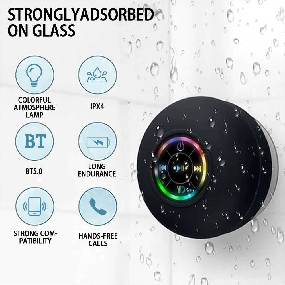 Portable Wireless Bluetooth Speaker LED IPX4 Waterproof Loudspeaker Outdoor Bathroom Large Suction Cup Mini Stereo Sound Box - FitHealthHavenFitHealthHavenFitHealthHaven14:193black;200509262:203221826blackSpeakerPortable Wireless Bluetooth Speaker LED IPX4 Waterproof Loudspeaker Outdoor Bathroom Large Suction Cup Mini Stereo Sound Box
