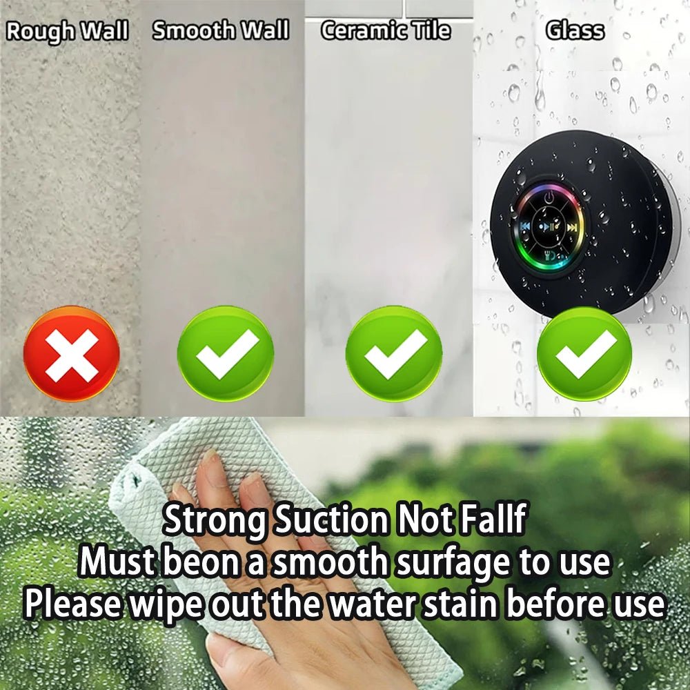 Portable Wireless Bluetooth Speaker LED IPX4 Waterproof Loudspeaker Outdoor Bathroom Large Suction Cup Mini Stereo Sound Box - FitHealthHavenFitHealthHavenFitHealthHaven14:193black;200509262:203221826blackSpeakerPortable Wireless Bluetooth Speaker LED IPX4 Waterproof Loudspeaker Outdoor Bathroom Large Suction Cup Mini Stereo Sound Box