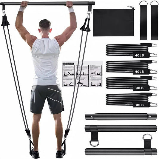 Portable Yoga Pilates Bar Stick with Resistance Band Home Gym Muscle Toning Bar Fitness Stretching Sports Body Workout Exercise - FitHealthHavenFitHealthHavenFitHealthHaven14:175Black Set  3Black Set 3Portable Yoga Pilates Bar Stick with Resistance Band Home Gym Muscle Toning Bar Fitness Stretching Sports Body Workout Exercise