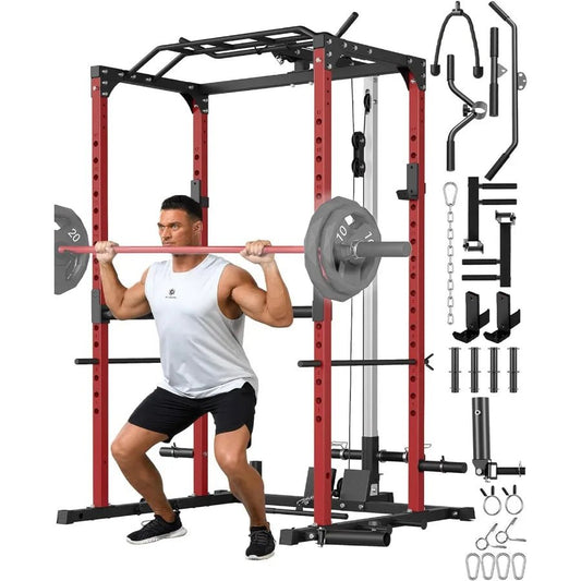 Power Cage Power Racks for Home Gym with Pulley System 1200LBS Weight Capacity MultiFunctional Squat Rack for Strength Workout - FitHealthHavenFitHealthHavenFitHealthHaven200007763:201336106United StatesPower Cage Power Racks for Home Gym with Pulley System 1200LBS Weight Capacity MultiFunctional Squat Rack for Strength Workout