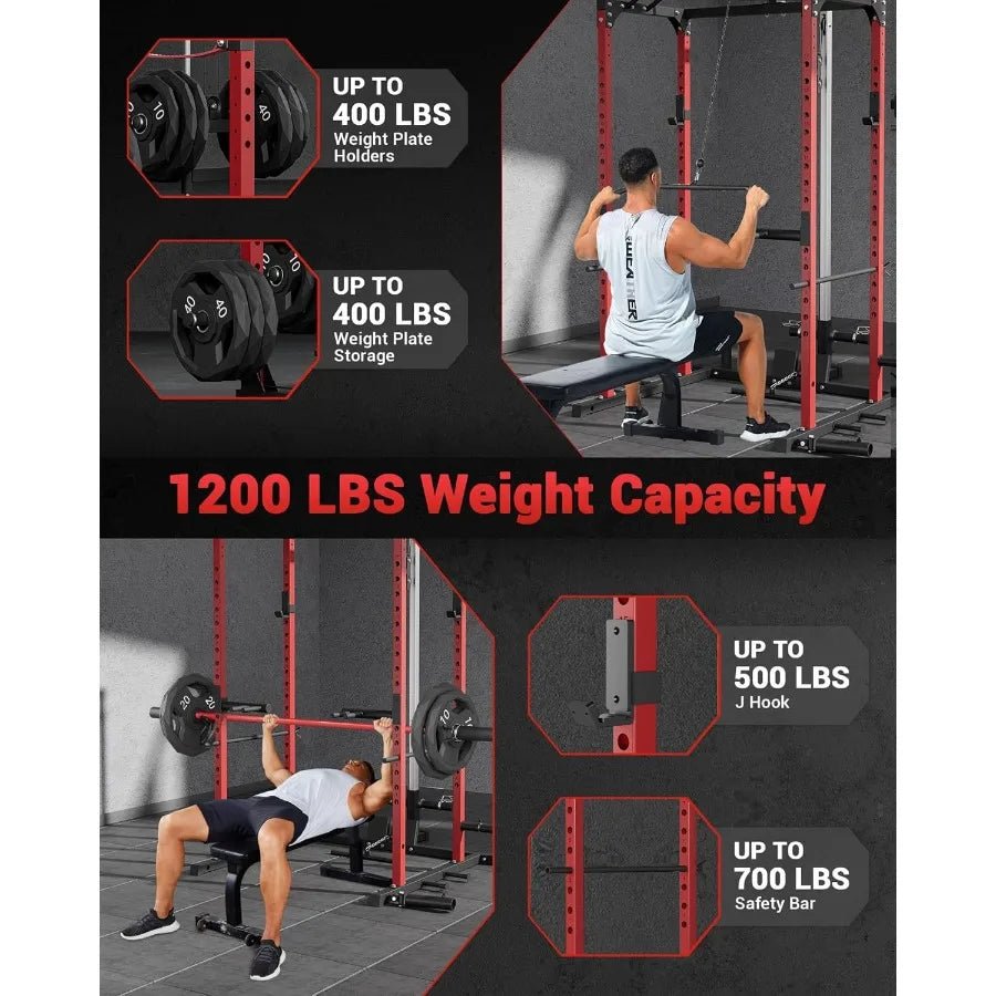 Power Cage Power Racks for Home Gym with Pulley System 1200LBS Weight Capacity MultiFunctional Squat Rack for Strength Workout - FitHealthHavenFitHealthHavenFitHealthHaven200007763:201336106United StatesPower Cage Power Racks for Home Gym with Pulley System 1200LBS Weight Capacity MultiFunctional Squat Rack for Strength Workout