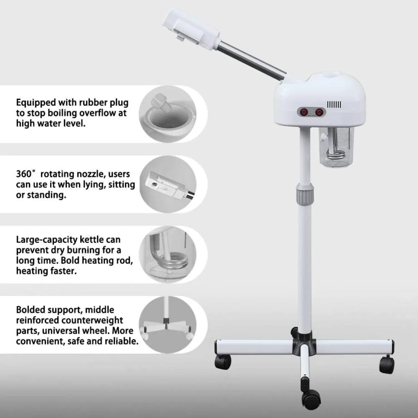 Professional Facial Steamer for Beauty Salon Home, Steam Machine with 360 Degree Rotating Nozzle for Cleanses Skin Unclogs Pores - FitHealthHavenFitHealthHavenFitHealthHaven14:200002130;200007763:201336106United StatesIvoryProfessional Facial Steamer for Beauty Salon Home, Steam Machine with 360 Degree Rotating Nozzle for Cleanses Skin Unclogs Pores