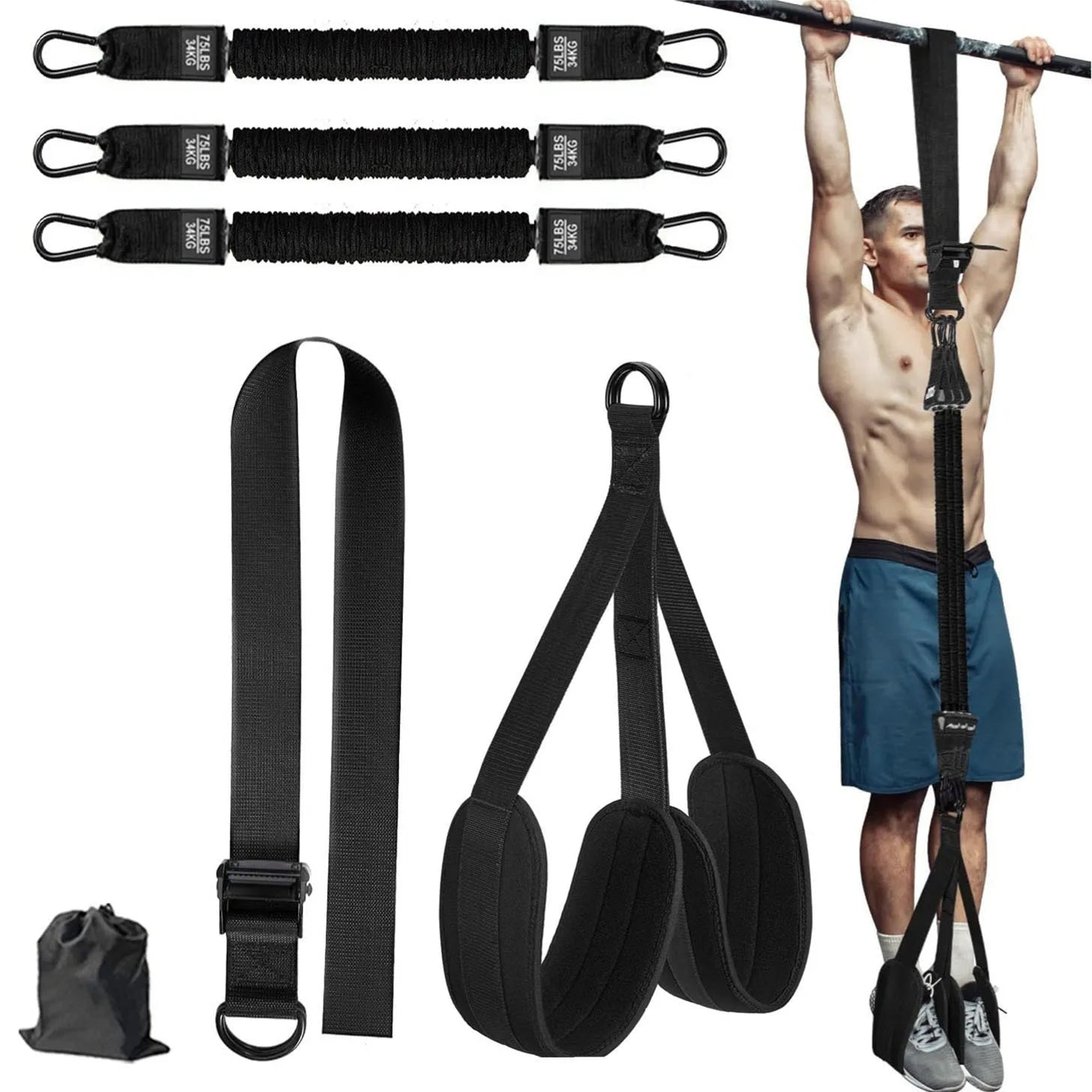Pull Up Assistance Bands Set Resistance Strap for Pull-ups Assist for Men Women Hanging Training Chin-up Workout Body Stretching - FitHealthHavenFitHealthHavenFitHealthHaven14:10225LB black225LB blackPull Up Assistance Bands Set Resistance Strap for Pull-ups Assist for Men Women Hanging Training Chin-up Workout Body Stretching