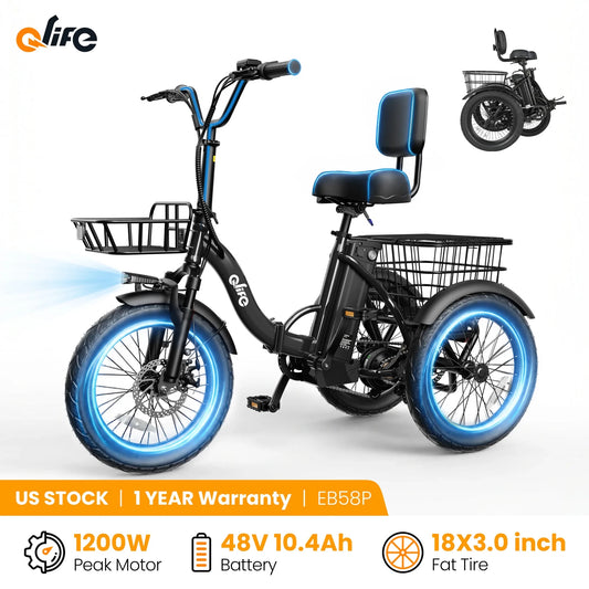 Qlife Triker 2.0 Folding Electric Trike, 1200W Motor 48V 10.4AH Removable Battery, 18''X3" Fat Tire Electric Tricycle, 18MPH Up to 50 Miles Etrike - FitHealthHavenFitHealthHavenFitHealthHaven14:173;200007763:201336106BlueUnited StatesQlife Triker 2.0 Folding Electric Trike, 1200W Motor 48V 10.4AH Removable Battery, 18''X3" Fat Tire Electric Tricycle, 18MPH Up to 50 Miles Etrike