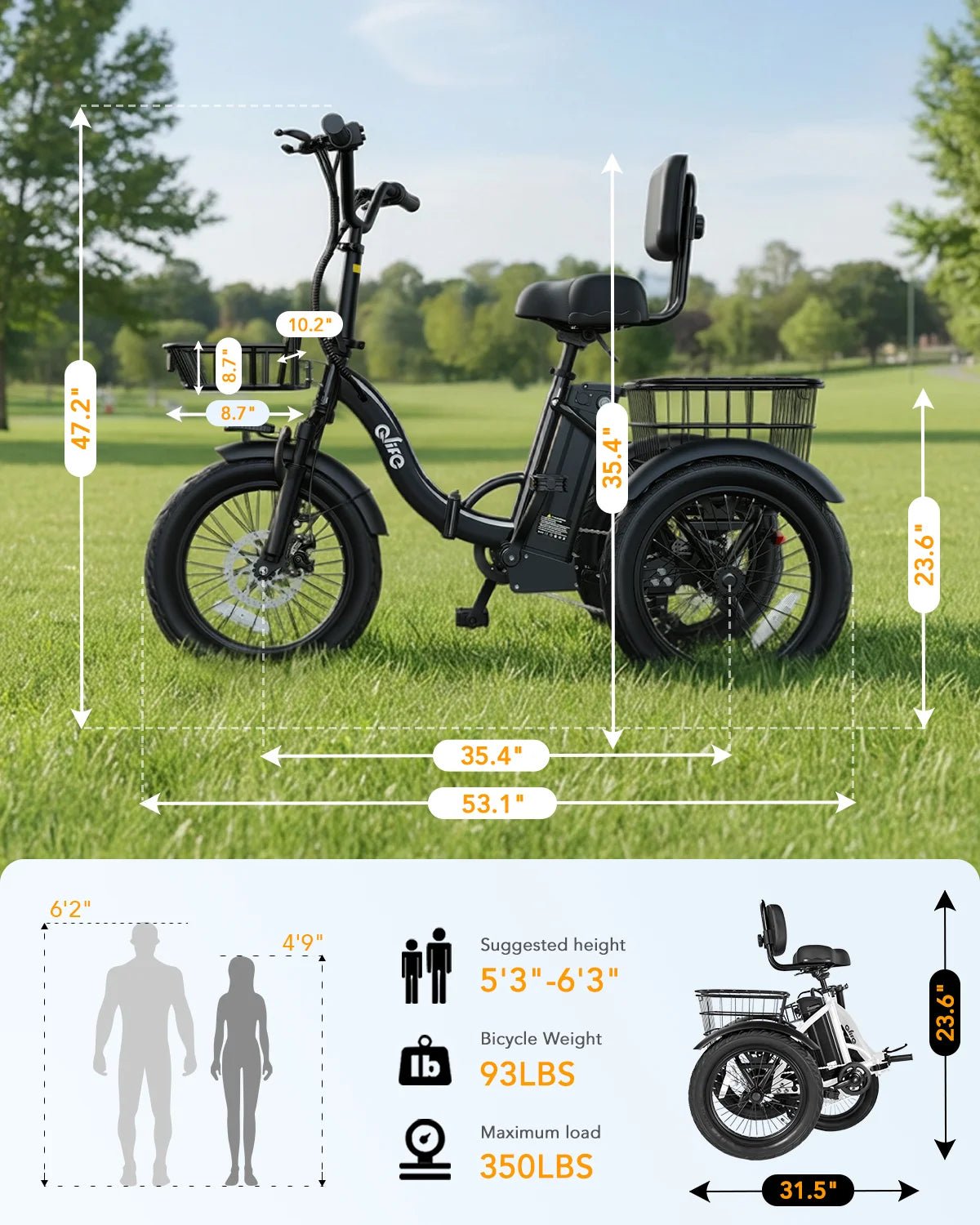 Qlife Triker 2.0 Folding Electric Trike, 1200W Motor 48V 10.4AH Removable Battery, 18''X3" Fat Tire Electric Tricycle, 18MPH Up to 50 Miles Etrike - FitHealthHavenFitHealthHavenFitHealthHaven14:173;200007763:201336106BlueUnited StatesQlife Triker 2.0 Folding Electric Trike, 1200W Motor 48V 10.4AH Removable Battery, 18''X3" Fat Tire Electric Tricycle, 18MPH Up to 50 Miles Etrike