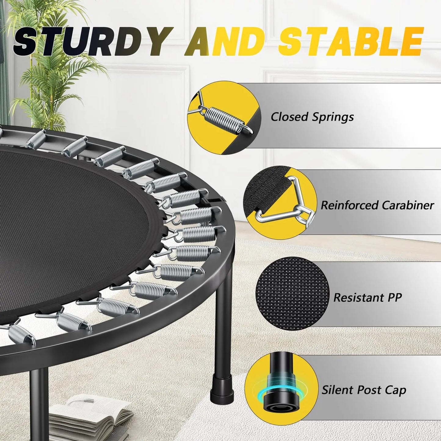 Rebounder Trampoline for Adults - 40" Foldable Mini Trampoline Fitness Rebounder with Adjustable U-Bar Handle, Max Load 350lbs,S - FitHealthHavenFitHealthHavenFitHealthHaven14:193;200007763:201336106blackUnited StatesRebounder Trampoline for Adults - 40" Foldable Mini Trampoline Fitness Rebounder with Adjustable U-Bar Handle, Max Load 350lbs,S