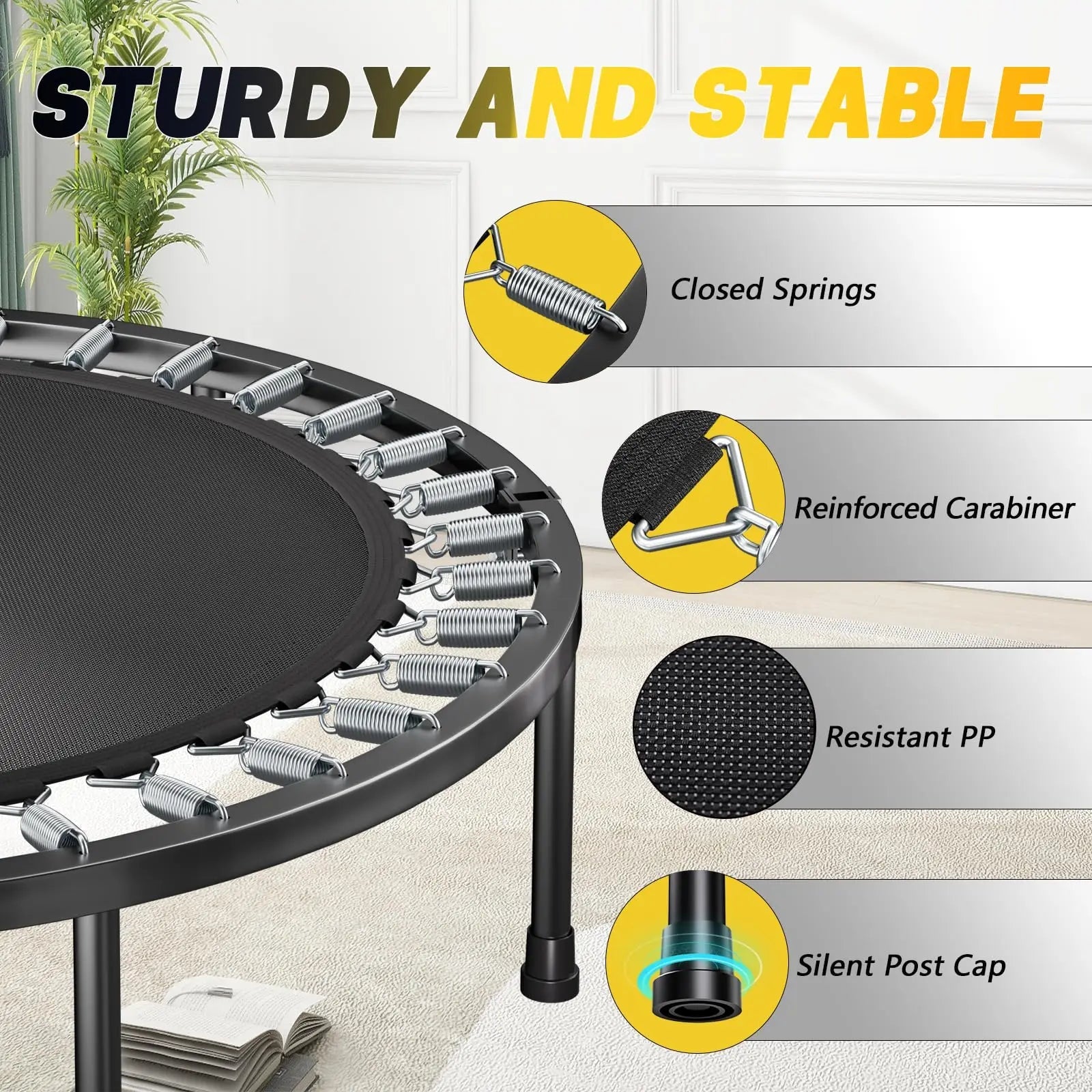 Rebounder Trampoline for Adults - 40" Foldable Mini Trampoline Fitness Rebounder with Adjustable U-Bar Handle, Max Load 350lbs,S - FitHealthHavenFitHealthHavenFitHealthHaven14:193;200007763:201336106blackUnited StatesRebounder Trampoline for Adults - 40" Foldable Mini Trampoline Fitness Rebounder with Adjustable U-Bar Handle, Max Load 350lbs,S
