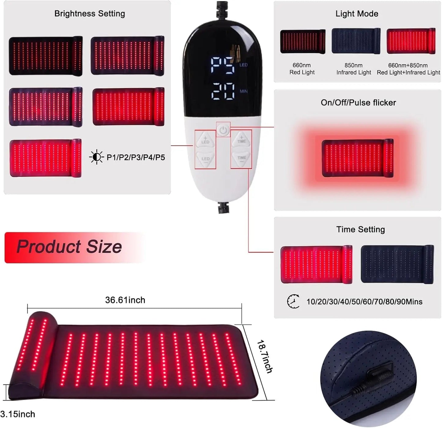 Red Light Therapy Mat with Far Infrared Heat 3D Neck Support Professional Pain Relief Massage Mat for Home Spa Use Muscle Relax - FitHealthHavenFitHealthHavenFitHealthHaven14:156091x48cm;200007763:201336100;200009209:202082807220V AU91x48cm220V AUCHINARed Light Therapy Mat with Far Infrared Heat 3D Neck Support Professional Pain Relief Massage Mat for Home Spa Use Muscle Relax