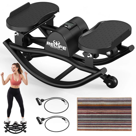 Relife 3D Lateral Rocking Stepper with Resistance Bands, Low-Impact Full-Body Workout Machine, 330LB Capacity Joint-Friendly Home Fitness Equipment with LCD Monitor, Compact Quiet Stepper for Hips, Legs & Core Training - FitHealthHavenFitHealthHavenFitHealthHaven14:193Black;200007763:201336106BlackUnited StatesRelife 3D Lateral Rocking Stepper with Resistance Bands, Low-Impact Full-Body Workout Machine, 330LB Capacity Joint-Friendly Home Fitness Equipment with LCD Monitor, Compact Quiet Stepper 