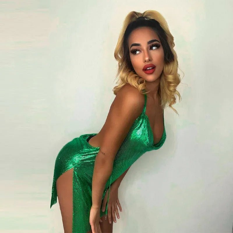 Sexy and Fashionable Women's Elegant Short Dress with Hanging Neck Backless Bottom Chest Sequin Party Girl Dance Dress - FitHealthHavenFitHealthHavenFitHealthHaven14:175;5:361385greenLSexy and Fashionable Women's Elegant Short Dress with Hanging Neck Backless Bottom Chest Sequin Party Girl Dance Dress