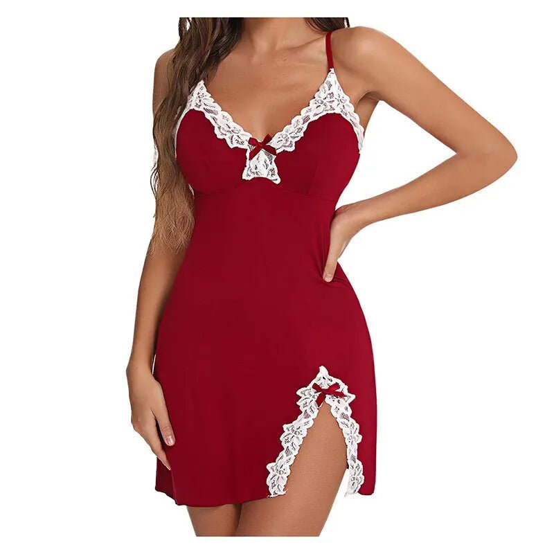 Sexy Sleepwear Women Lace Silk Satin V-Neck Nightgown Split Hem Soft Lingerie Night Dress Sleeveless Sleepwear Female Clothes - FitHealthHavenFitHealthHavenFitHealthHaven14:175;5:361385greenLSexy Sleepwear Women Lace Silk Satin V-Neck Nightgown Split Hem Soft Lingerie Night Dress Sleeveless Sleepwear Female Clothes
