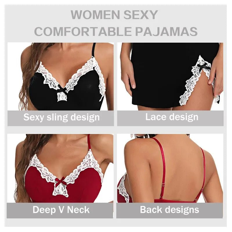 Sexy Sleepwear Women Lace Silk Satin V-Neck Nightgown Split Hem Soft Lingerie Night Dress Sleeveless Sleepwear Female Clothes - FitHealthHavenFitHealthHavenFitHealthHaven14:175;5:361385greenLSexy Sleepwear Women Lace Silk Satin V-Neck Nightgown Split Hem Soft Lingerie Night Dress Sleeveless Sleepwear Female Clothes