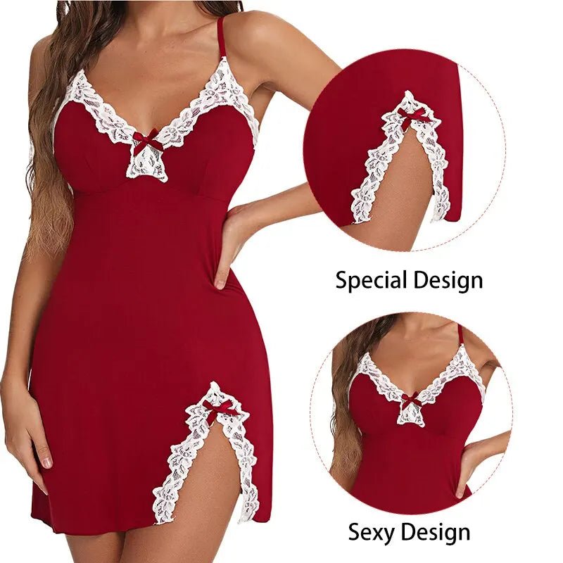 Sexy Sleepwear Women Lace Silk Satin V-Neck Nightgown Split Hem Soft Lingerie Night Dress Sleeveless Sleepwear Female Clothes - FitHealthHavenFitHealthHavenFitHealthHaven14:175;5:361385greenLSexy Sleepwear Women Lace Silk Satin V-Neck Nightgown Split Hem Soft Lingerie Night Dress Sleeveless Sleepwear Female Clothes