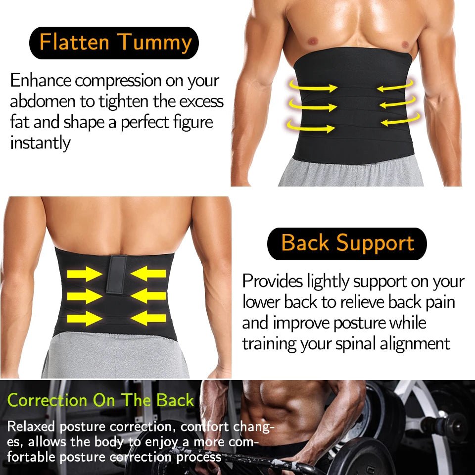 Slimming Body Shaper Waist Trainer Wrap Men Tummy Control Corset Neoprene Fat Burn Weight Loss Sauna Sweat Belt - FitHealthHavenFitHealthHavenFitHealthHaven14:173black;5:3613864 metersblack4 metersSlimming Body Shaper Waist Trainer Wrap Men Tummy Control Corset Neoprene Fat Burn Weight Loss Sauna Sweat Belt