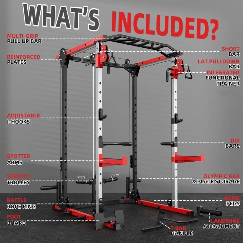 Smith Machine, Power Rack with LAT Pulldown System, Power Cage with Cable System, Squat Rack with Chest Press Machine - FitHealthHavenFitHealthHavenFitHealthHaven200007763:201336106United StatesSmith Machine, Power Rack with LAT Pulldown System, Power Cage with Cable System, Squat Rack with Chest Press Machine