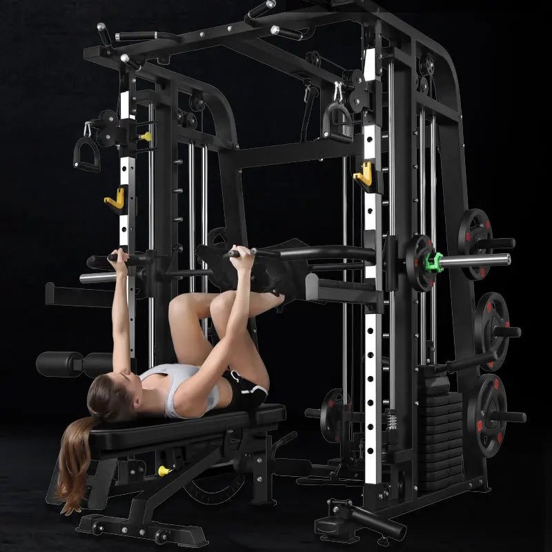 Smith Machine,Multi-Functional Exercise Equipment Home Fitness,Cage-Style,Multi-Power Adjustable, Squat Rack+Bench+100KG Weights - FitHealthHavenFitHealthHavenFitHealthHaven14:193SetSetSmith Machine,Multi-Functional Exercise Equipment Home Fitness,Cage-Style,Multi-Power Adjustable, Squat Rack+Bench+100KG Weights