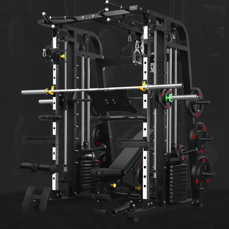 Smith Machine,Multi-Functional Exercise Equipment Home Fitness,Cage-Style,Multi-Power Adjustable, Squat Rack+Bench+100KG Weights - FitHealthHavenFitHealthHavenFitHealthHaven14:193SetSetSmith Machine,Multi-Functional Exercise Equipment Home Fitness,Cage-Style,Multi-Power Adjustable, Squat Rack+Bench+100KG Weights