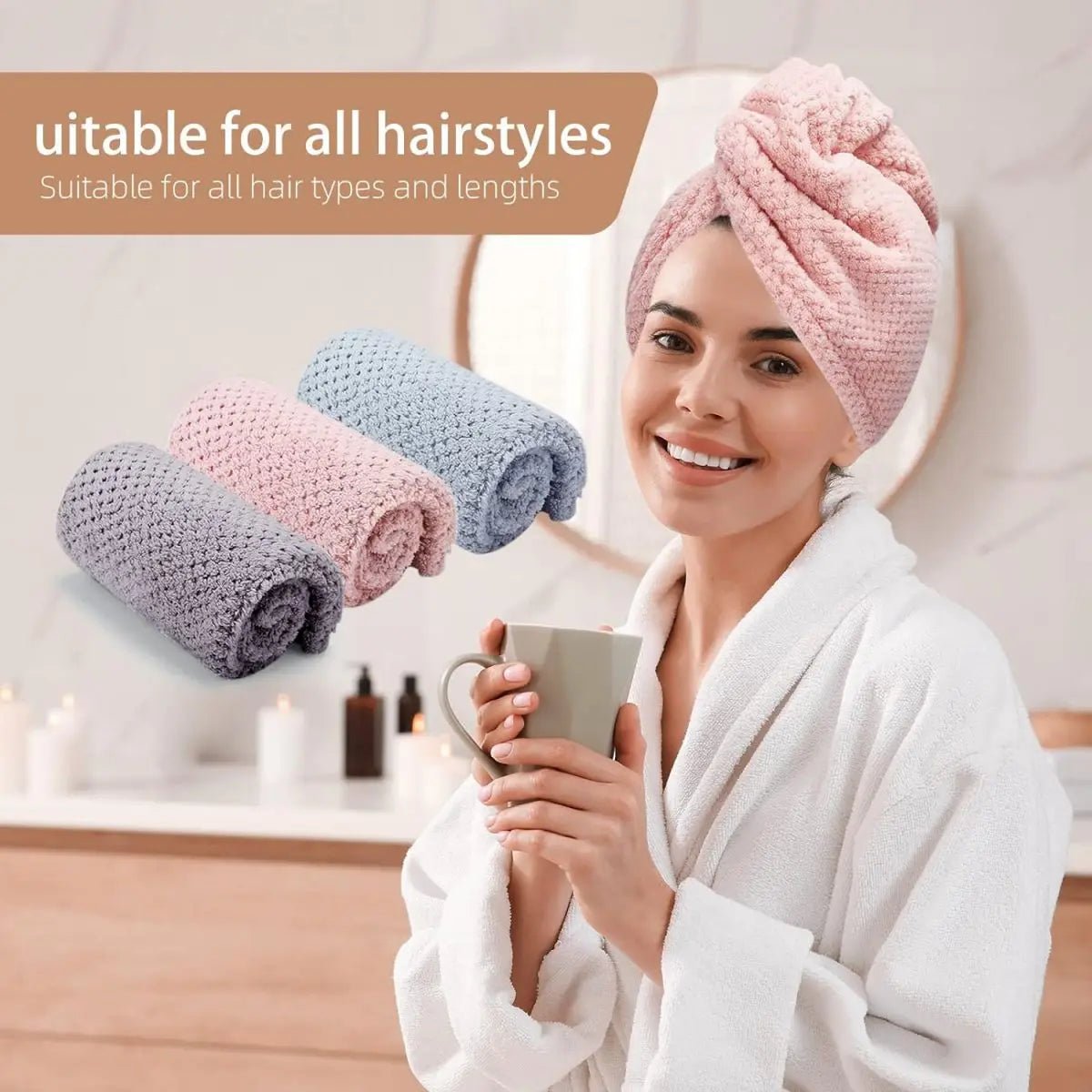 Solid color hair towel Textured dry hair cap 9.8 "X 25.5" absorbent hair towel wrap for button-down women - FitHealthHavenFitHealthHavenFitHealthHaven14:10light pinklight pinkSolid color hair towel Textured dry hair cap 9.8 "X 25.5" absorbent hair towel wrap for button-down women