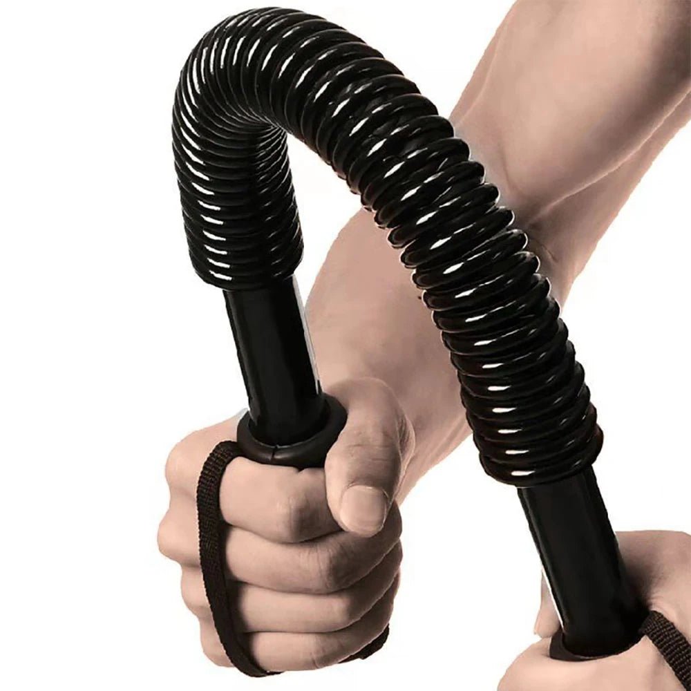 Close-up of hands gripping an Arm Strength Training Bar for effective bicep and chest workouts.