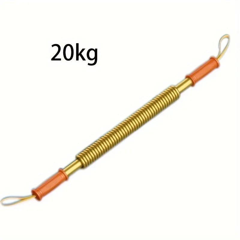 Arm strength training bar with 20kg resistance for spring chest and biceps training.
