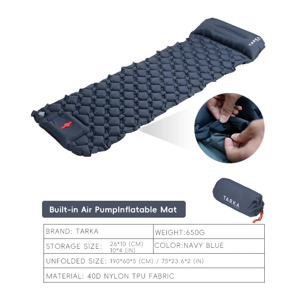 TARKA Inflatable Camping Mats Air Mattress With Pillow Outdoor Tourist Sleeping Pad Self-Inflating Mattress For Hiking Climbing - FitHealthHavenFitHealthHavenFitHealthHaven14:865NavyNavyTARKA Inflatable Camping Mats Air Mattress With Pillow Outdoor Tourist Sleeping Pad Self-Inflating Mattress For Hiking Climbing