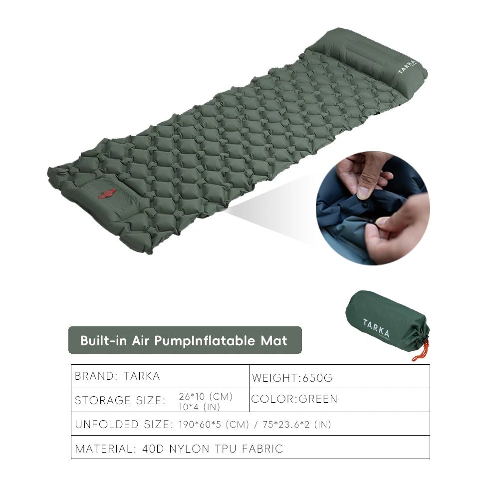 TARKA Inflatable Camping Mats Air Mattress With Pillow Outdoor Tourist Sleeping Pad Self-Inflating Mattress For Hiking Climbing - FitHealthHavenFitHealthHavenFitHealthHaven14:365462Army GreenArmy GreenTARKA Inflatable Camping Mats Air Mattress With Pillow Outdoor Tourist Sleeping Pad Self-Inflating Mattress For Hiking Climbing