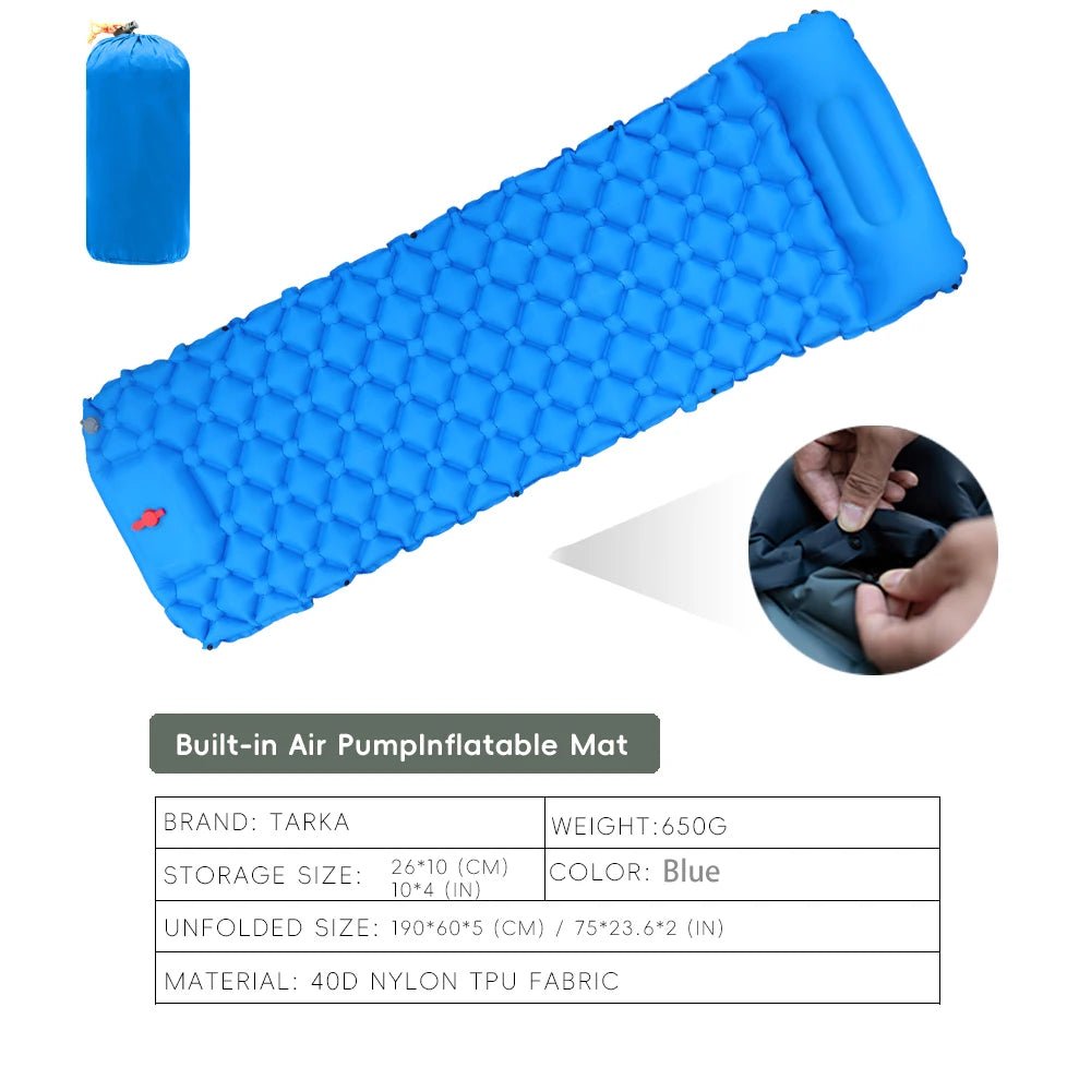 TARKA Inflatable Camping Mats Air Mattress With Pillow Outdoor Tourist Sleeping Pad Self-Inflating Mattress For Hiking Climbing - FitHealthHavenFitHealthHavenFitHealthHaven14:504BlueBlueTARKA Inflatable Camping Mats Air Mattress With Pillow Outdoor Tourist Sleeping Pad Self-Inflating Mattress For Hiking Climbing