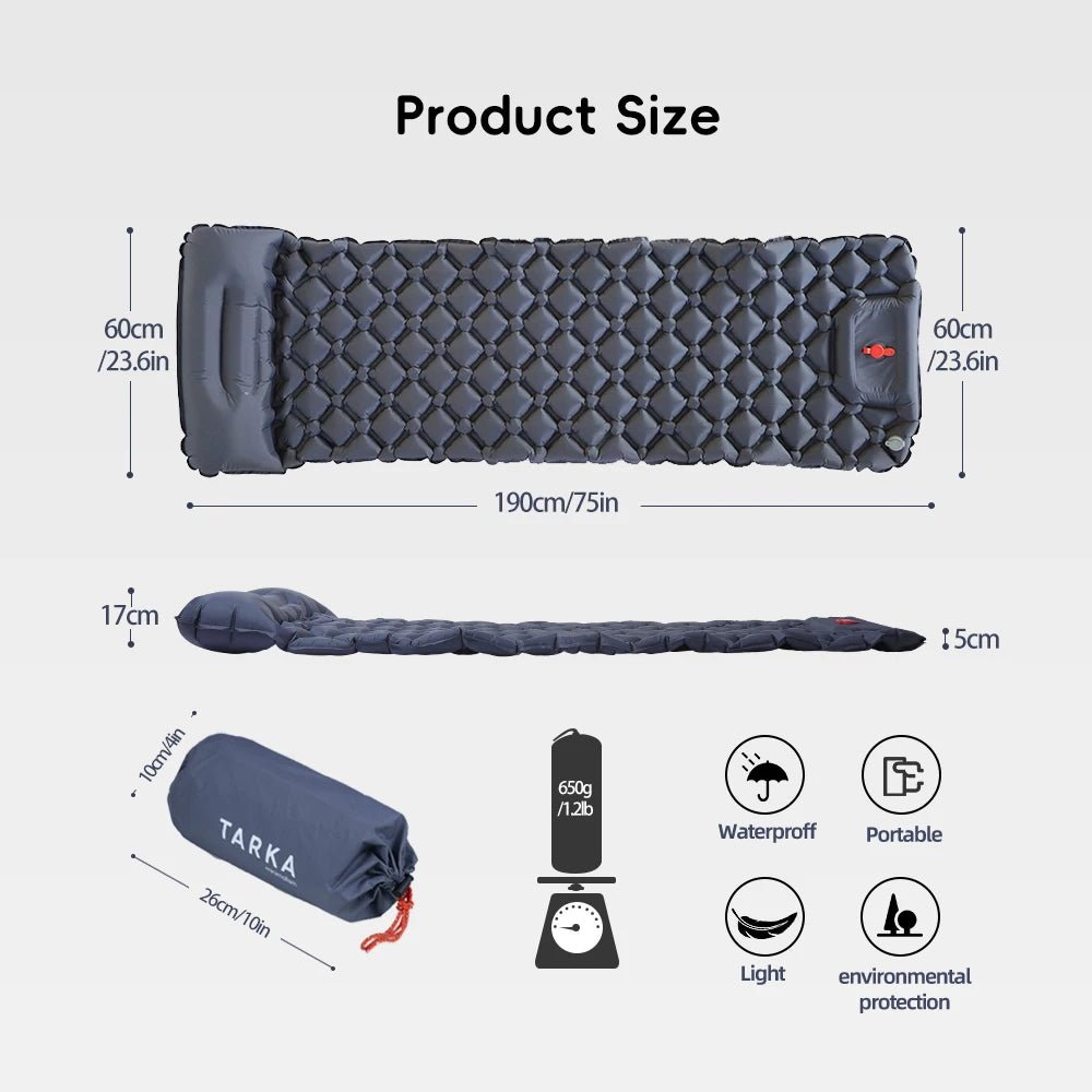 TARKA Inflatable Camping Mats Air Mattress With Pillow Outdoor Tourist Sleeping Pad Self-Inflating Mattress For Hiking Climbing - FitHealthHavenFitHealthHavenFitHealthHaven14:865NavyNavyTARKA Inflatable Camping Mats Air Mattress With Pillow Outdoor Tourist Sleeping Pad Self-Inflating Mattress For Hiking Climbing
