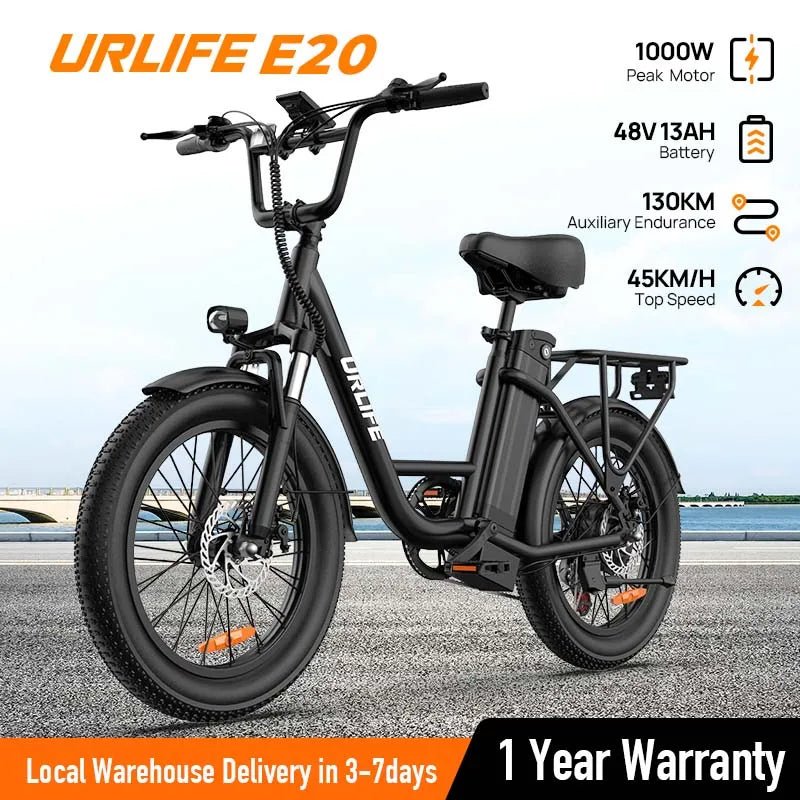 URLIFE 1000W E20 Electric Bike | 48V 13Ah Removable Battery, 20MPH, 20''X3" Fat Tire, 7-Speed E-Bike with Dual Disc Brake - FitHealthHavenFitHealthHavenFitHealthHaven14:193;200007763:201336106blackUnited StatesURLIFE 1000W E20 Electric Bike | 48V 13Ah Removable Battery, 20MPH, 20''X3" Fat Tire, 7-Speed E-Bike with Dual Disc Brake