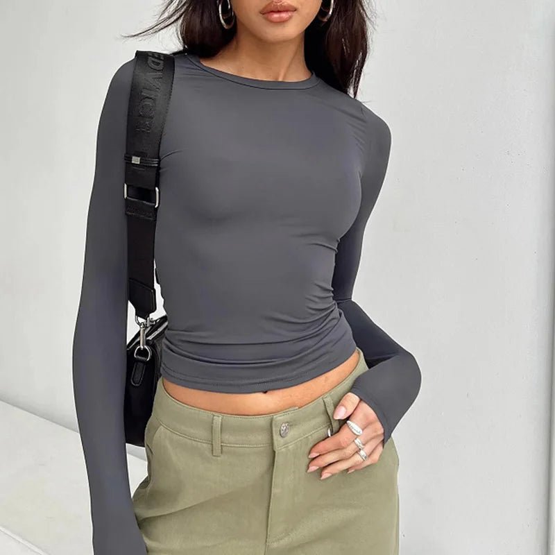 Women Casual Long Sleeve T-Shirts Spring Autumn Solid Slim Fit Pullovers Tees Shirts Female Streetwear Base Tees Tops Casual - FitHealthHavenFitHealthHavenFitHealthHaven14:691;5:361385GRAYLWomen Casual Long Sleeve T-Shirts Spring Autumn Solid Slim Fit Pullovers Tees Shirts Female Streetwear Base Tees Tops Casual
