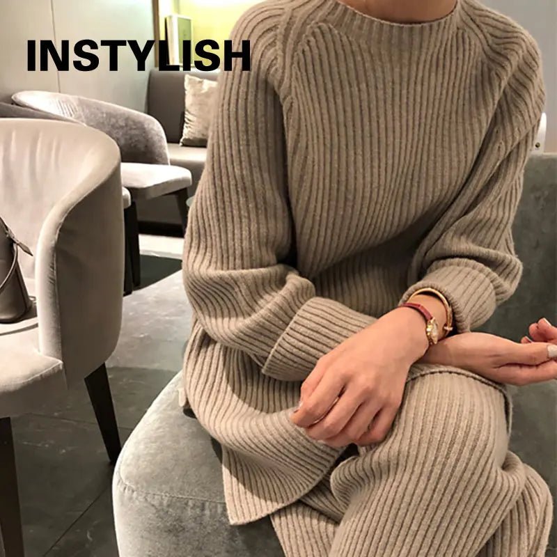 Women Elegant Sweater Suit Elegant Knitted Two Pieces Set Autumn Winter Oversized Pullover and Trousers Suit Female Outfits 2022 - FitHealthHavenFitHealthHavenFitHealthHaven14:193;5:361386blackMWomen Elegant Sweater Suit Elegant Knitted Two Pieces Set Autumn Winter Oversized Pullover and Trousers Suit Female Outfits 2022