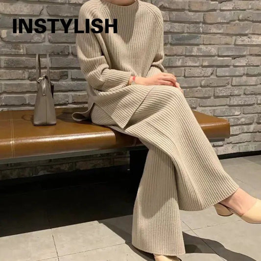 Women Elegant Sweater Suit Elegant Knitted Two Pieces Set Autumn Winter Oversized Pullover and Trousers Suit Female Outfits 2022 - FitHealthHavenFitHealthHavenFitHealthHaven14:193;5:361386blackMWomen Elegant Sweater Suit Elegant Knitted Two Pieces Set Autumn Winter Oversized Pullover and Trousers Suit Female Outfits 2022