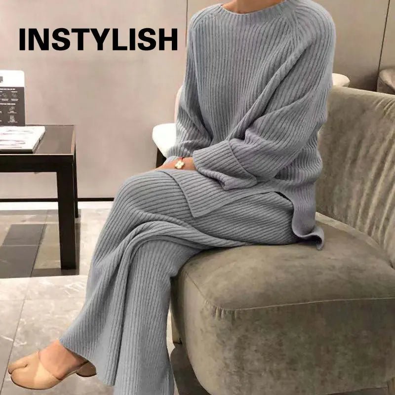 Women Elegant Sweater Suit Elegant Knitted Two Pieces Set Autumn Winter Oversized Pullover and Trousers Suit Female Outfits 2022 - FitHealthHavenFitHealthHavenFitHealthHaven14:193;5:361386blackMWomen Elegant Sweater Suit Elegant Knitted Two Pieces Set Autumn Winter Oversized Pullover and Trousers Suit Female Outfits 2022