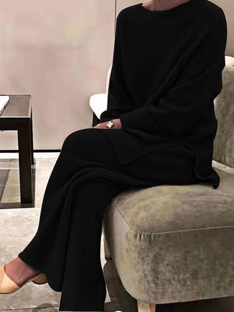 Women Elegant Sweater Suit Elegant Knitted Two Pieces Set Autumn Winter Oversized Pullover and Trousers Suit Female Outfits 2022 - FitHealthHavenFitHealthHavenFitHealthHaven14:193;5:361386blackMWomen Elegant Sweater Suit Elegant Knitted Two Pieces Set Autumn Winter Oversized Pullover and Trousers Suit Female Outfits 2022