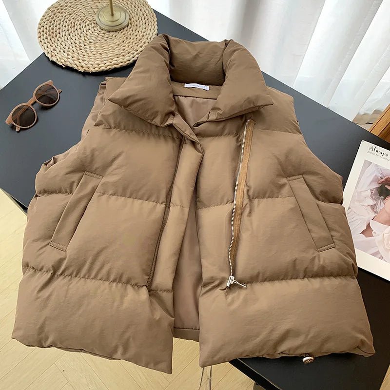 Women Fashion Autumn New 2024 Stand Collar Elegant Down Coats Warm Outerwear Casual Belt Sleeveless Winter Women Vests Jackets - FitHealthHavenFitHealthHavenFitHealthHaven14:200001438;5:4182KhakiXXLWomen Fashion Autumn New 2024 Stand Collar Elegant Down Coats Warm Outerwear Casual Belt Sleeveless Winter Women Vests Jackets