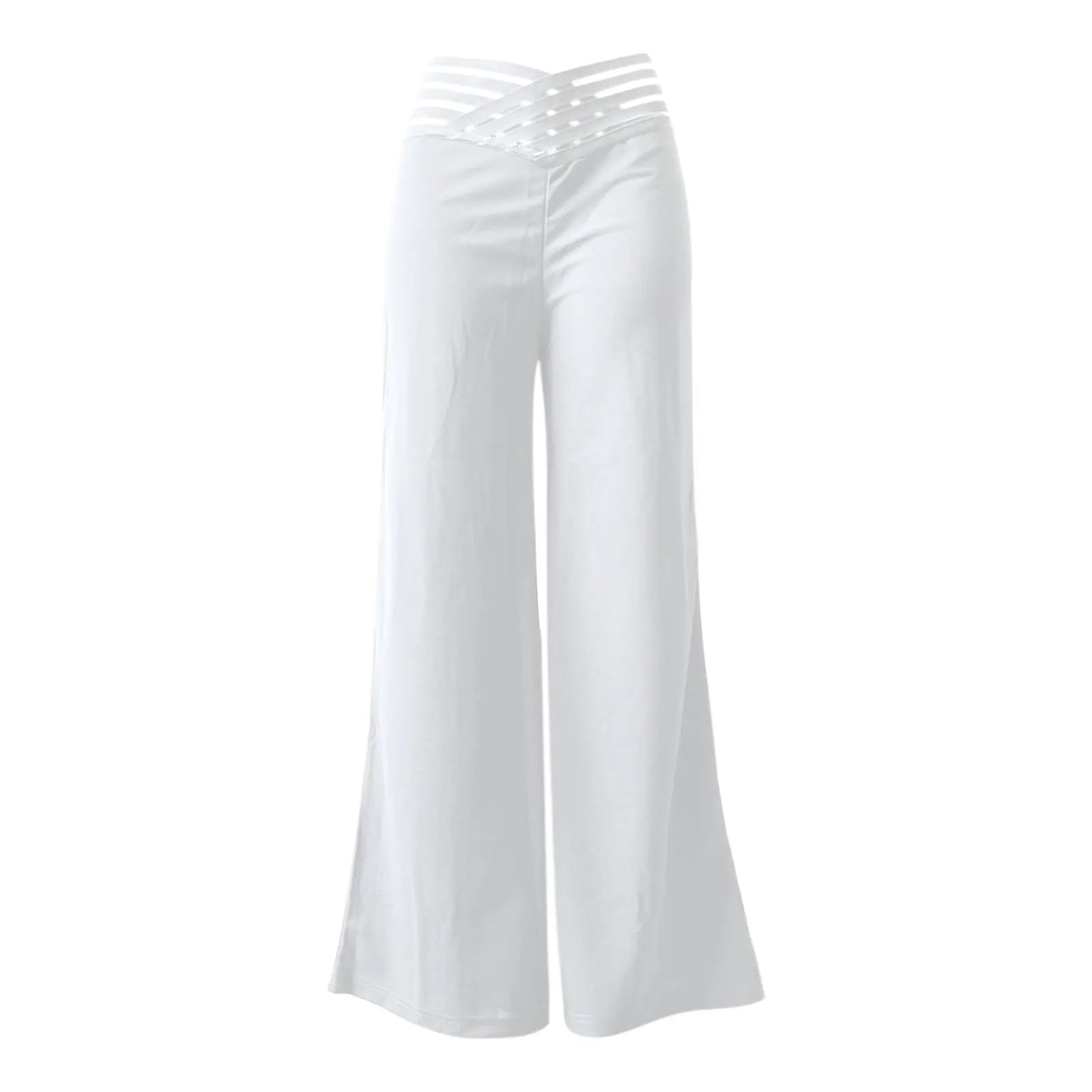 Women Flared Pants Elegant Office Lady Casual High Waist Trousers Spring Summer Solid Crisscross Sheer Mesh Patch Wide Leg Pant - FitHealthHavenFitHealthHavenFitHealthHaven14:29;5:4183WHITEXXXLWomen Flared Pants Elegant Office Lady Casual High Waist Trousers Spring Summer Solid Crisscross Sheer Mesh Patch Wide Leg Pant