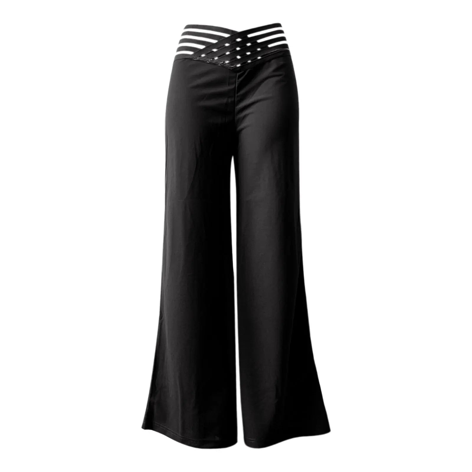Women Flared Pants Elegant Office Lady Casual High Waist Trousers Spring Summer Solid Crisscross Sheer Mesh Patch Wide Leg Pant - FitHealthHavenFitHealthHavenFitHealthHaven14:29;5:4183WHITEXXXLWomen Flared Pants Elegant Office Lady Casual High Waist Trousers Spring Summer Solid Crisscross Sheer Mesh Patch Wide Leg Pant