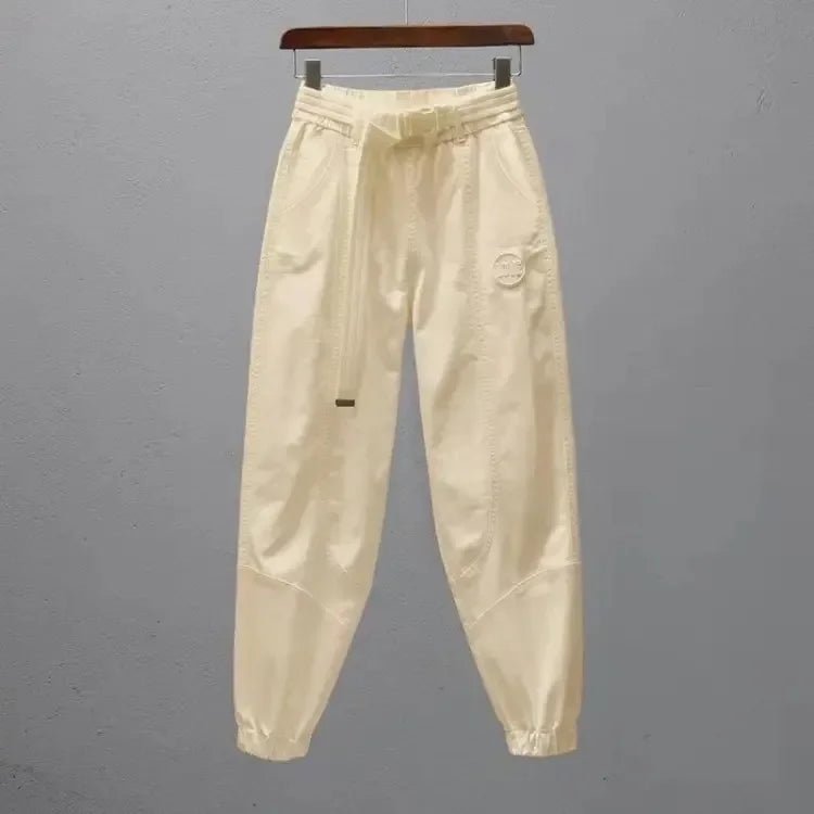 Women Harem Pants Cotton Sweat Pants Elastic Waist Office Lady Loose Casual Trousers with Belt Fashion Ankle Banded Red White - FitHealthHavenFitHealthHavenFitHealthHaven14:200001438;5:361385KhakiLWomen Harem Pants Cotton Sweat Pants Elastic Waist Office Lady Loose Casual Trousers with Belt Fashion Ankle Banded Red White