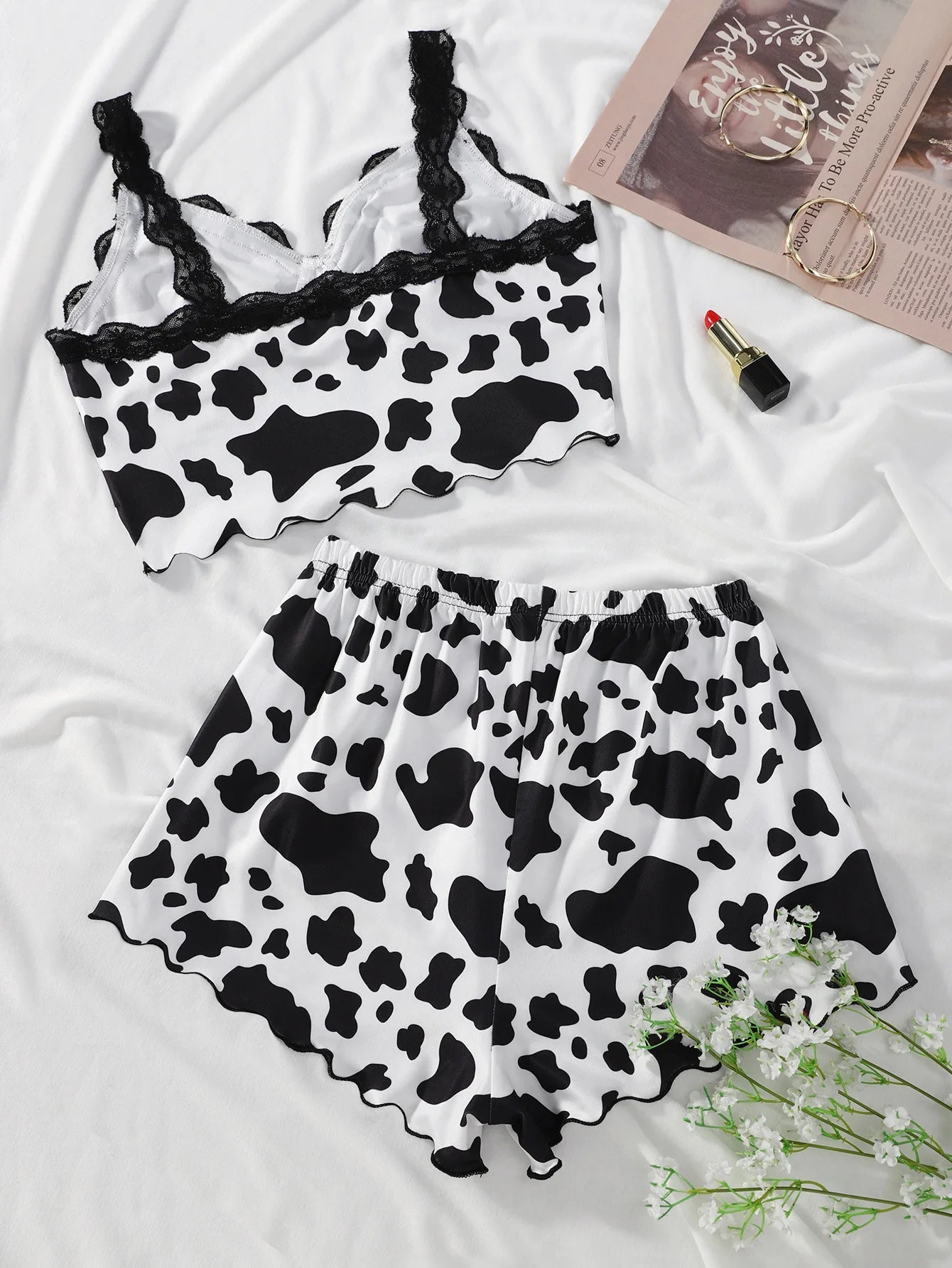Women Lingerie Sexy Adult Clothing Sets Lace Ruffles Cow Printed Top+Pants 2pcs Pajamas Sets For Women's Underwear Set - FitHealthHavenFitHealthHavenFitHealthHaven14:193;5:100014064blackSWomen Lingerie Sexy Adult Clothing Sets Lace Ruffles Cow Printed Top+Pants 2pcs Pajamas Sets For Women's Underwear Set