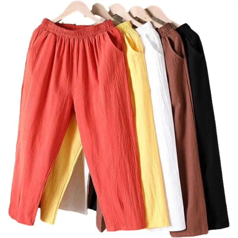 Women Summer Casual Loose Harem Elastic Waist Cotton Linen Pants Ninth Trousers - FitHealthHavenFitHealthHavenFitHealthHaven14:193;5:200003528blackOne SizeWomen Summer Casual Loose Harem Elastic Waist Cotton Linen Pants Ninth Trousers
