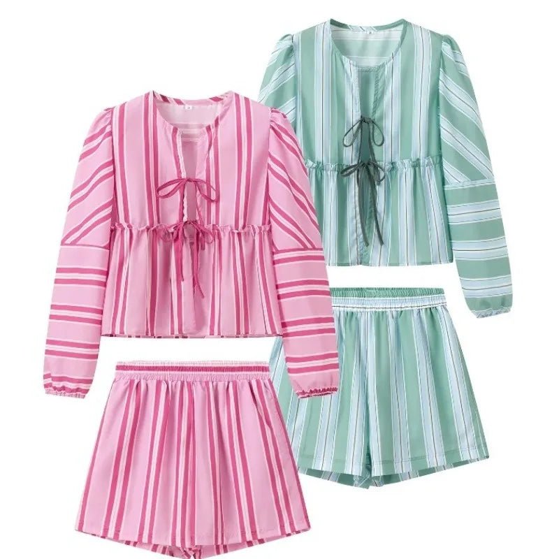 Women's Clothing 2-piece Set Outfit Sleeves Shorts Shirt Shorts Fast Selling Stripes Suits Comfortable Fashion Shirts for Women - FitHealthHavenFitHealthHavenFitHealthHaven14:1254green;5:100014064greenSWomen's Clothing 2-piece Set Outfit Sleeves Shorts Shirt Shorts Fast Selling Stripes Suits Comfortable Fashion Shirts for Women