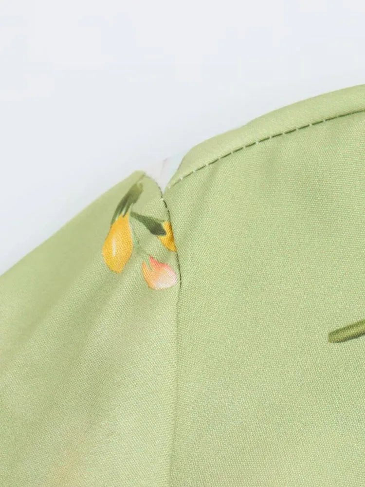 Women's clothing 2024 new fashion European and American style retro simple printed lapel single-breasted slim flower dress - FitHealthHavenFitHealthHavenFitHealthHaven14:203027876;5:361385Light GreenLWomen's clothing 2024 new fashion European and American style retro simple printed lapel single-breasted slim flower dress